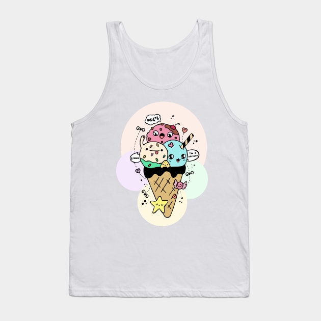 Cute Icecream Kawaii Illustration Tank Top by ArtsByNaty